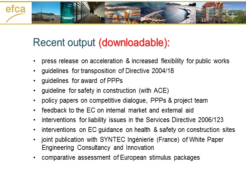 Recent output (downloadable): press release on acceleration & increased flexibility for public works guidelines